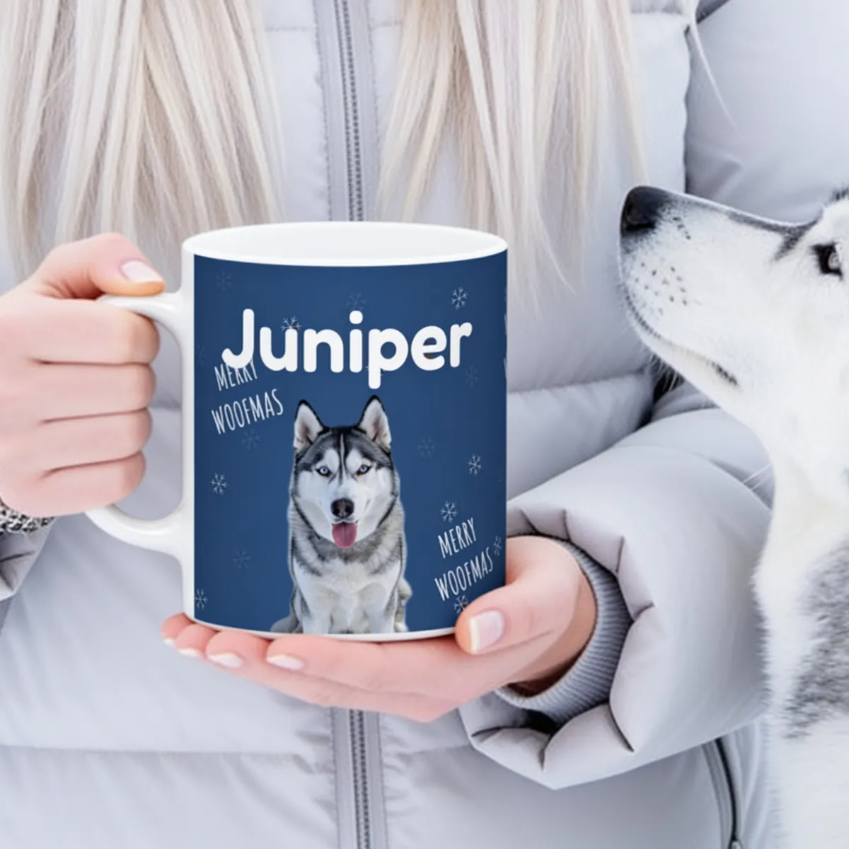 Mok met Foto van je Hond of Kat - Een kerstmok voor een huskybaasje