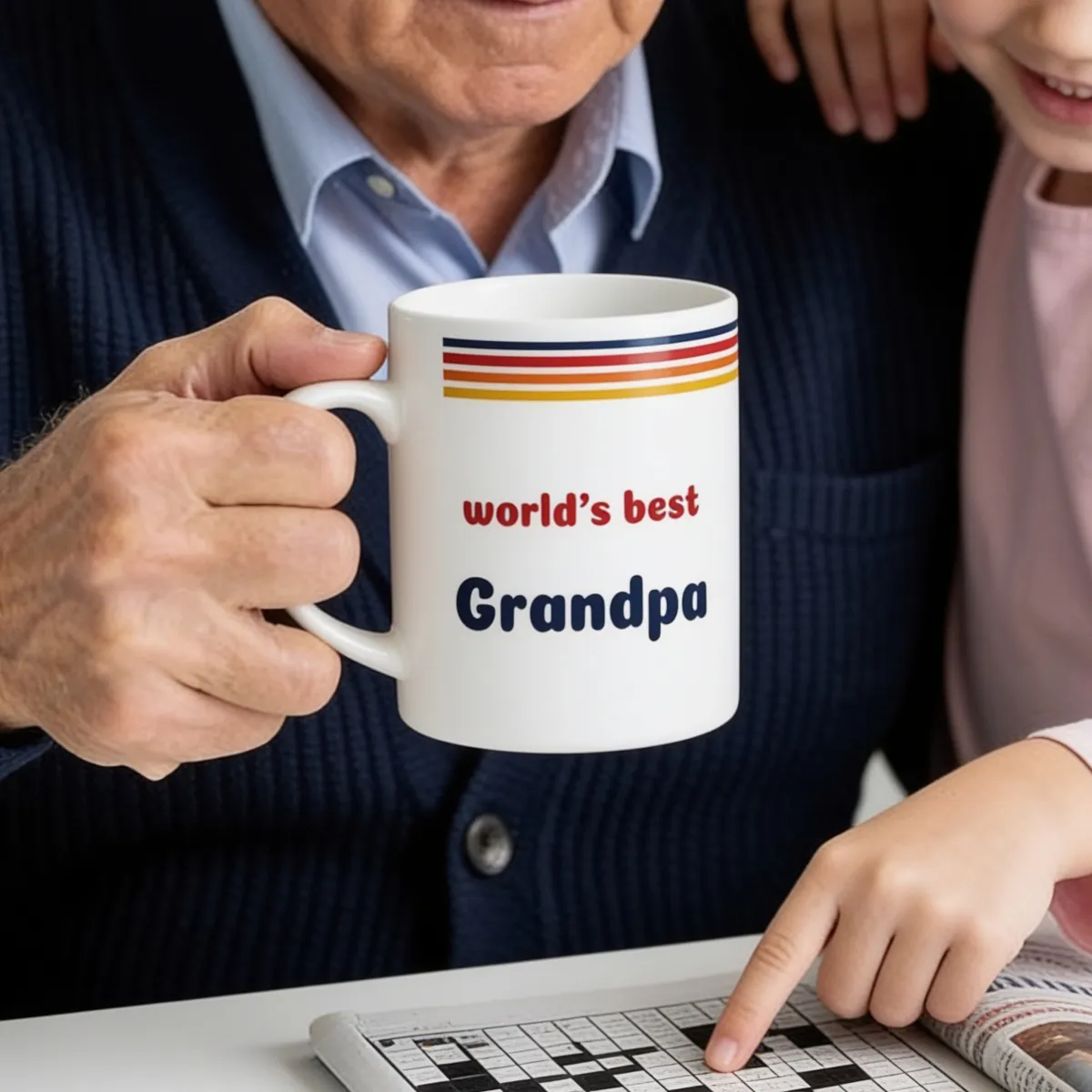 Retro Mok met Naam - Opa en de zondagse puzzel