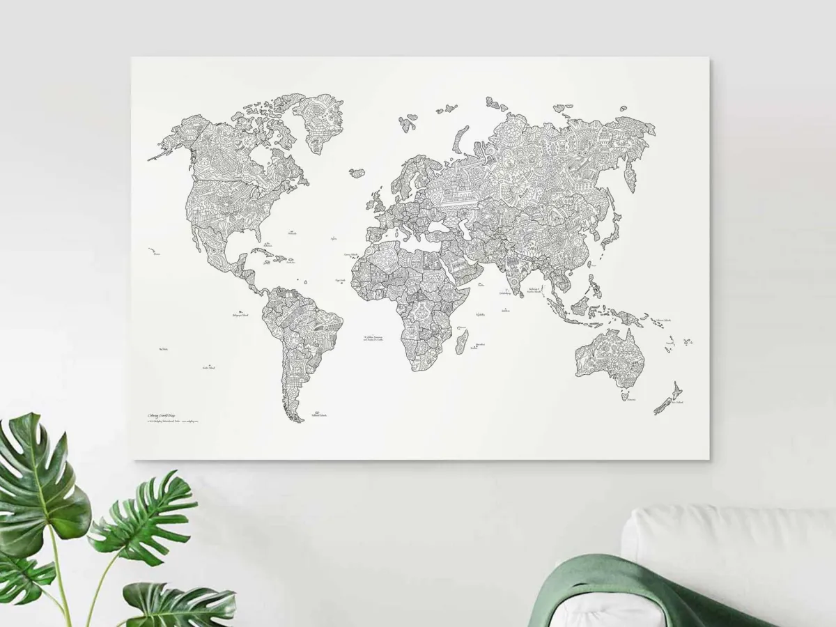 Kleurposter Wereldkaart