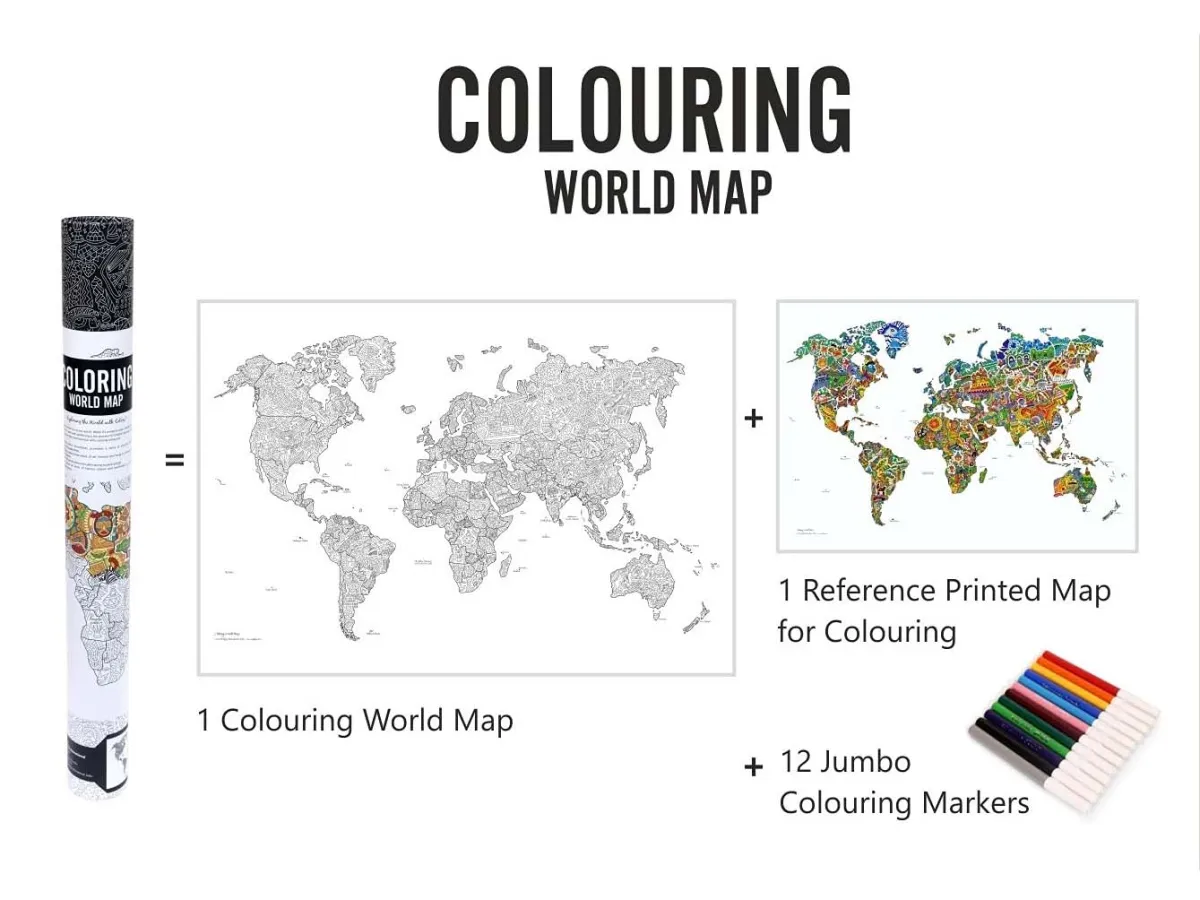 Kleurposter Wereldkaart
