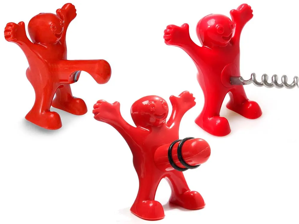 Happy Man Set - Kurkentrekker Flesopener Flessenstop