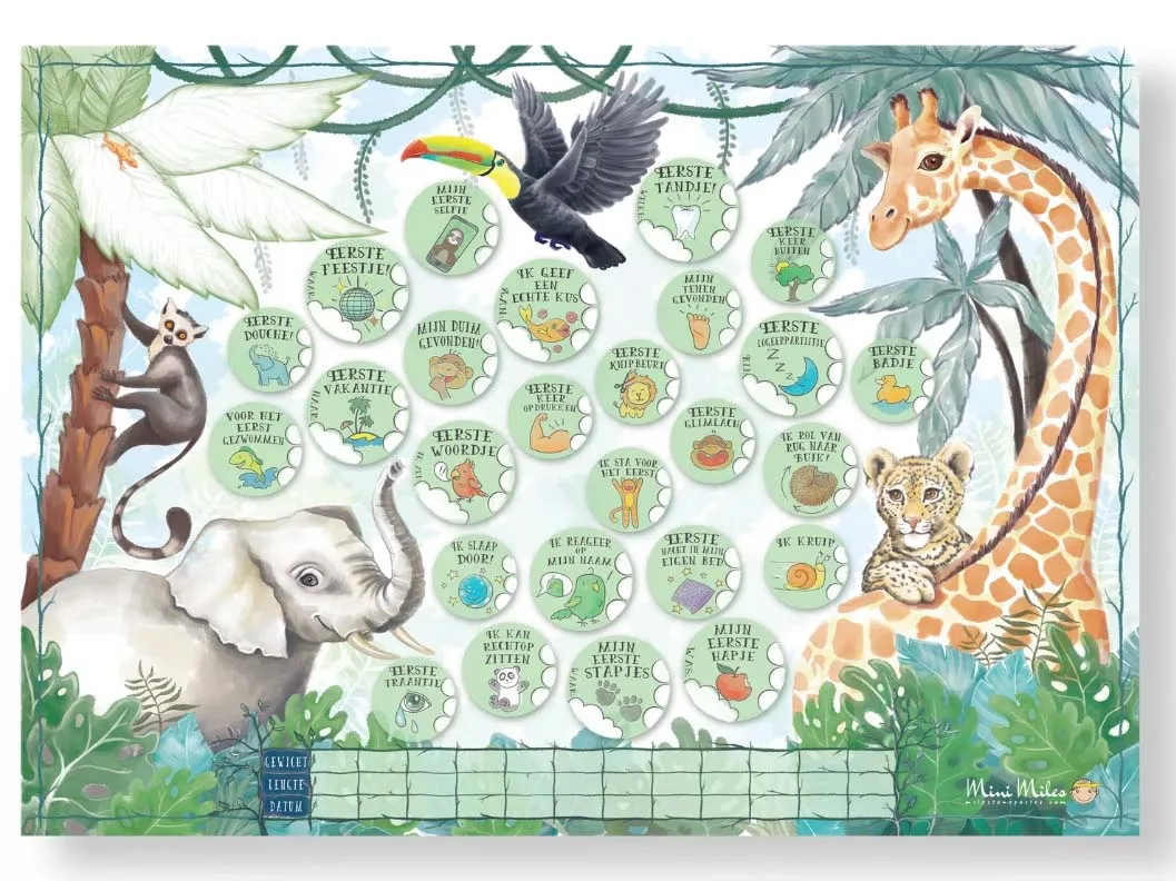 Baby Meilensteine Rubbel-Poster