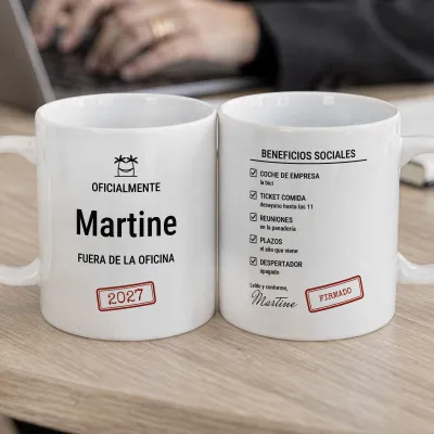 Regalo Jubilación Compañero: Taza con Nombre y Beneficios - Regalo de despedida para una compañera de oficina