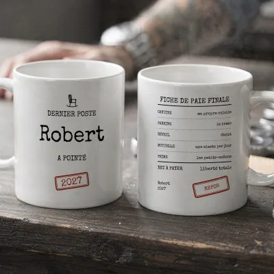 Cadeau Retraite Collègue : Mug avec Prénom et Avantages - Pour un collègue d'équipe après sa dernière tournée
