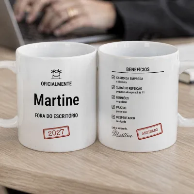 Presente de Reforma para Colega: Caneca com Nome e Benefícios - Presente de despedida para uma colega no escritório