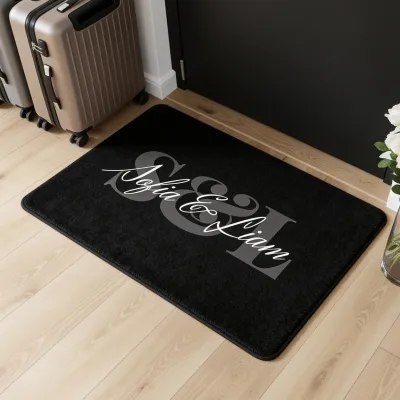 Gepersonaliseerde Deurmat met Monogram en Naam - Voor een stel in hun eerste appartement