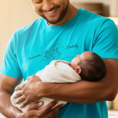 Mama Hand in Hand & Papa Vuistje Shirt met Kindernamen - Kersverse papa met zijn eerste vuistje