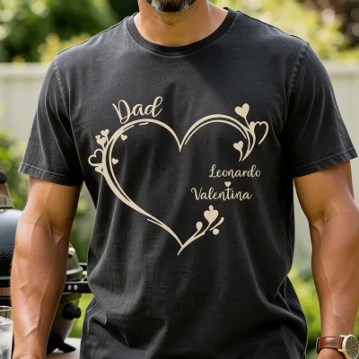 Hart T-shirt met Kindernamen - Vaderdag-barbecue voor papa van twee