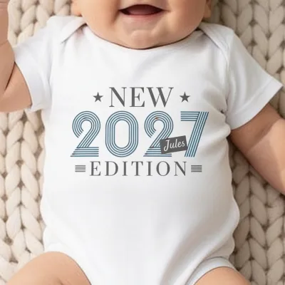 Тениска Limited Edition с Година на Раждане и Име - NEW 2026 — боди за новородено бебе
