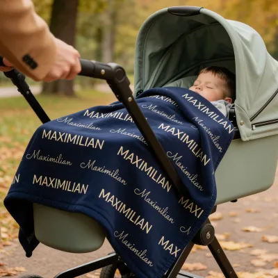 Babydeken met Naam - Herfstwandeling met de kinderwagen