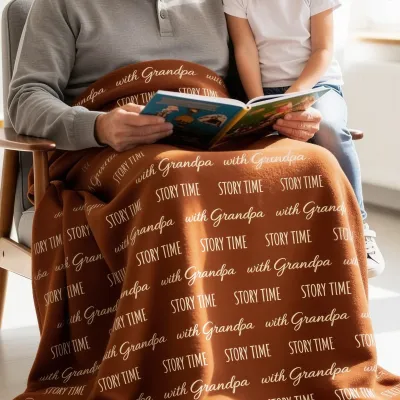 Babydeken met Naam - Voorleesmoment met opa