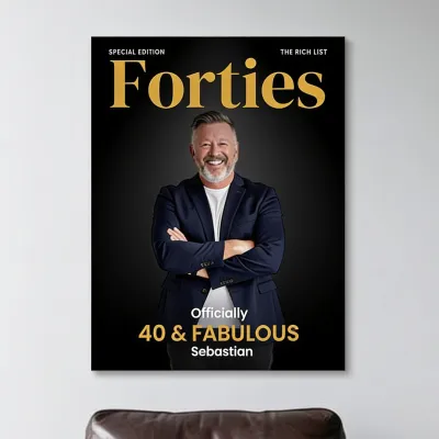 Póster Portada de Revista con Foto - Cuarenta y en la lista de los más ricos para un amigo