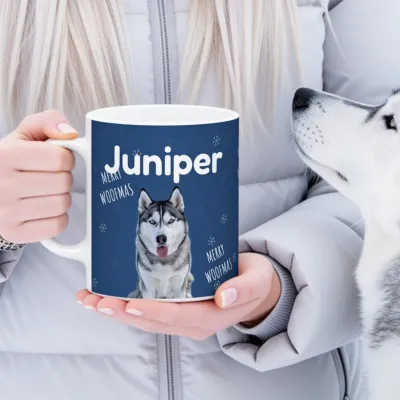 Mok met Foto van je Hond of Kat - Een kerstmok voor een huskybaasje