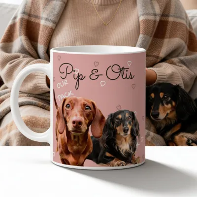 Mok met Foto van je Hond of Kat - Valentijn voor een koppel met twee teckels