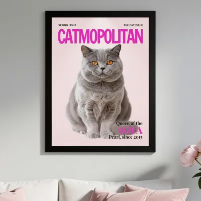 Huisdier Poster Tijdschrift Magazine - Koningin van de bank voor oma en haar kat