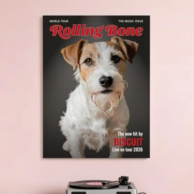 Huisdier Poster Tijdschrift Magazine - Rockster op de cover voor een muzikale vriend