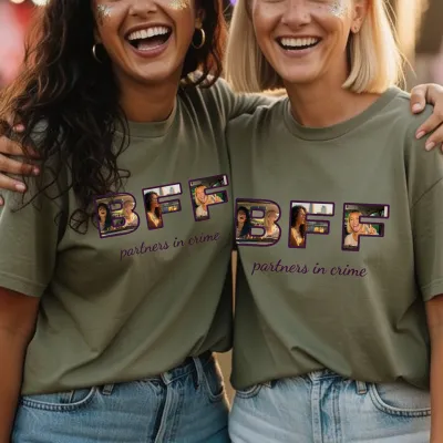 Тениска със Снимки в Букви - BFF — partners in crime