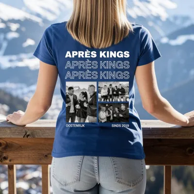 T-shirt met Zwart-Wit Foto's en Herhalende Tekst