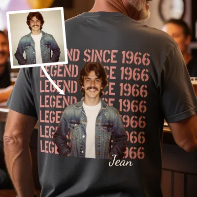 Tekstportrett T-skjorte - LEGEND SINCE 1966 — pappa blir seksti