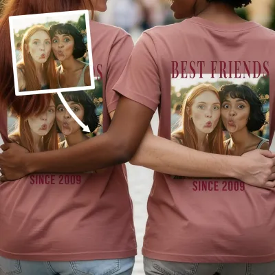 Camiseta vintage com a sua própria foto - Melhores amigas desde 2009