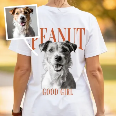 Camiseta vintage com a sua própria foto - O nome do teu cão num arco