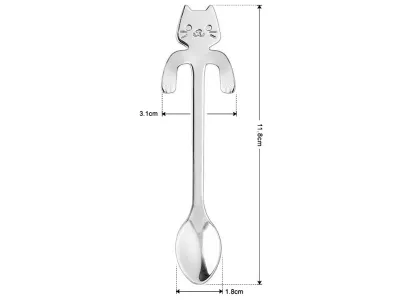 6 Cuillères à thé Chat Suspendu