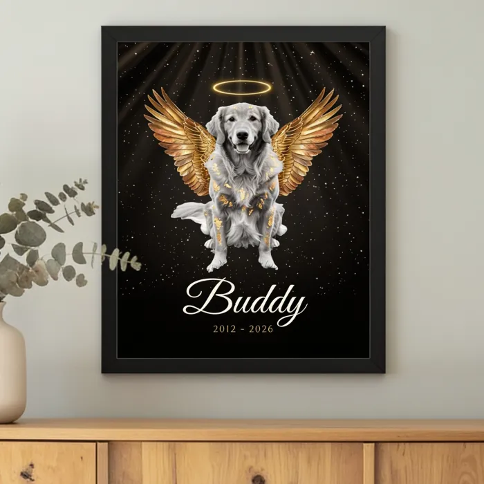 Poster Commémoratif Ange pour Animal Disparu - Herdenking aan de golden retriever van het gezin