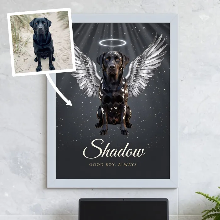 Pamiątka po Zmarłym Psie lub Kocie, Plakat Anioł ze Zdjęciem - Steun van het team bij het verlies van een hond
