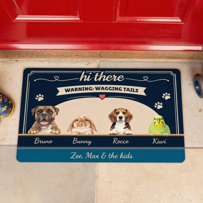 Deurmat met Bewakende Huisdieren - Vier dieren en een druk huis