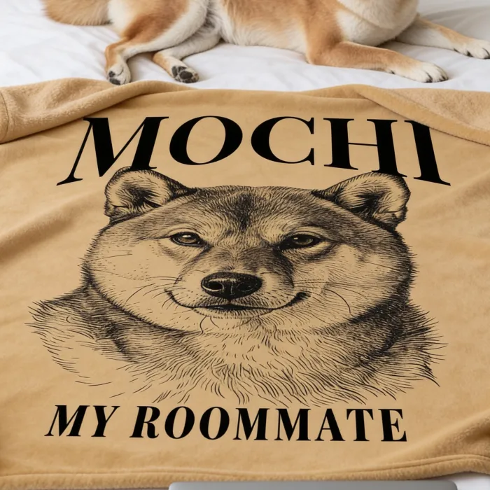 Fleecedeken met Portret van je Hond - Mijn kamergenoot