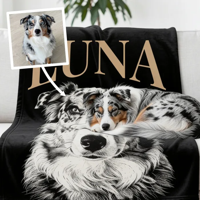 Fleecedecke mit Porträt deines Hundes - Zondagmiddag op de bank