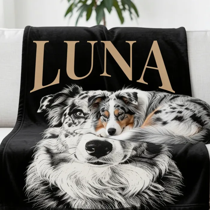 Couverture polaire avec portrait de votre chien - Zondagmiddag op de bank