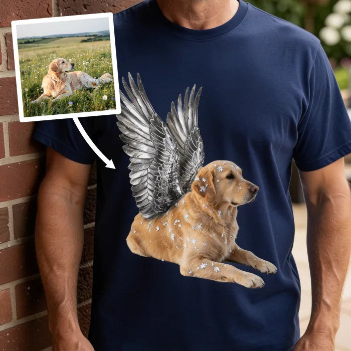Huisdier Engel Foto Portret - Schattige Golden Retriever Max voor opa