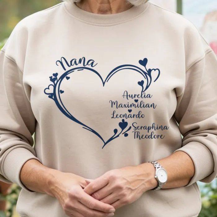 Camiseta Corazón con Nombres de los Hijos - Oma met de namen van vijf kleinkinderen