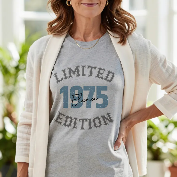 Limited Edition T-shirt met Geboortejaar en Naam - Vintage 1975 voor moeder die vijftig wordt