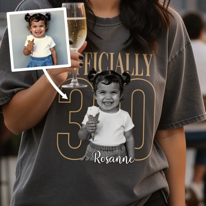 Rojstnodnevna majica z otroško fotografijo - Officially dertig