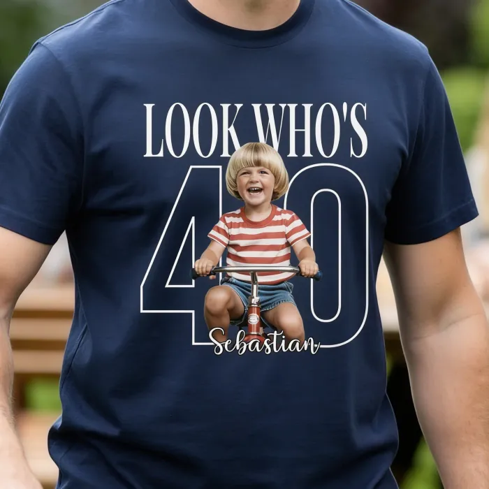 Rojstnodnevna majica z otroško fotografijo - Veertig aan de barbecue