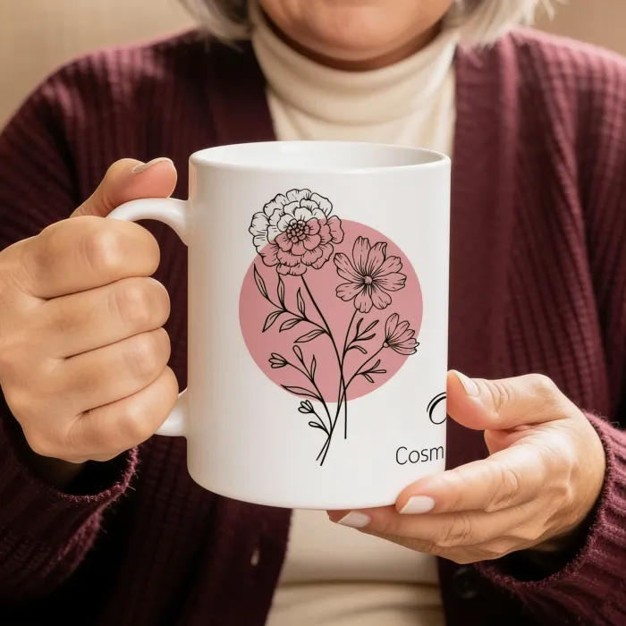 Maandbloem Mok met Eigen Text - Oma's geboortemaand mok voor kleinkinderen