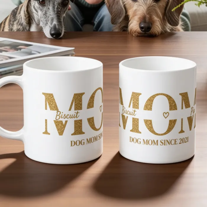 Mug Maman/Mamie avec les prénoms des enfants - Hondenmama op de bank met haar honden