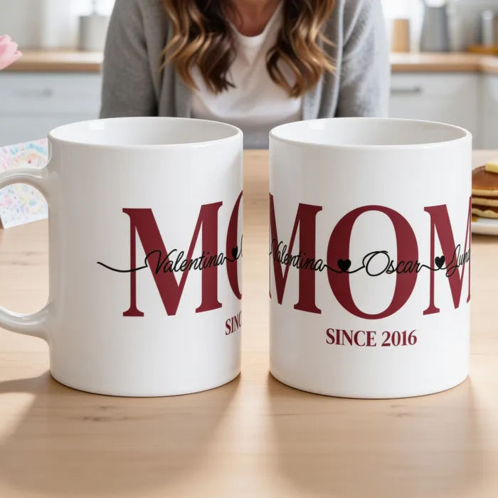 Taza de Mamá/Abuela con los nombres de los niños - Moederdagontbijt met de kinderen