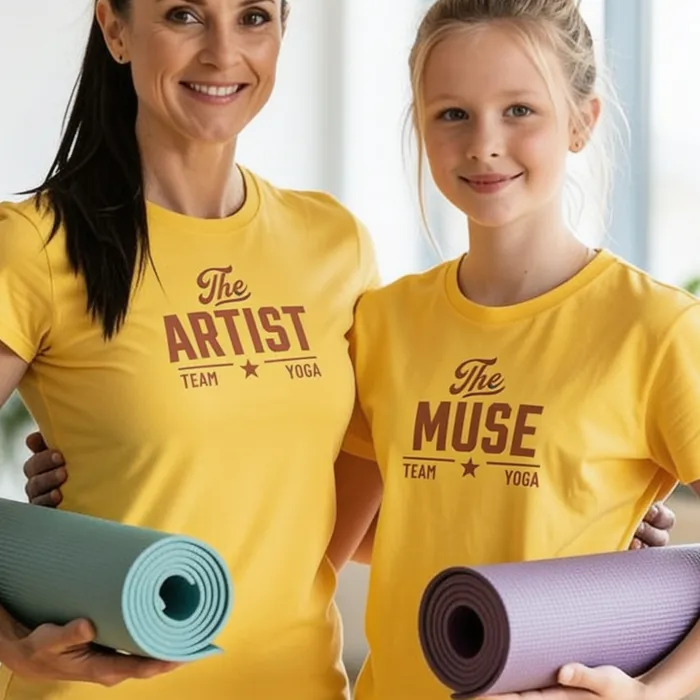Matching T-shirt Ouder & Kind - Mama & Dochter Yoga Studio Duo
