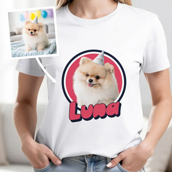 Retro-Design Huisdier met Foto - Luna's eerste verjaardag