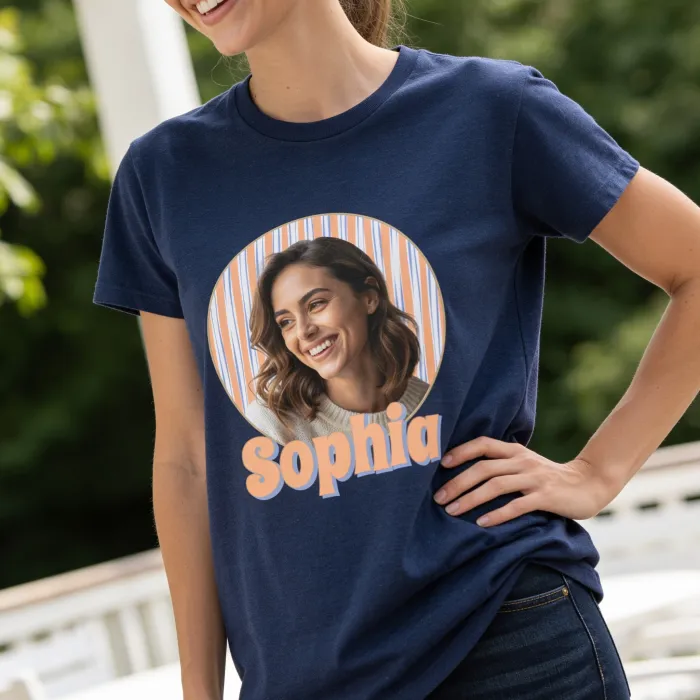 Retro-Design met Foto - Verlovingsfoto op vintage shirt