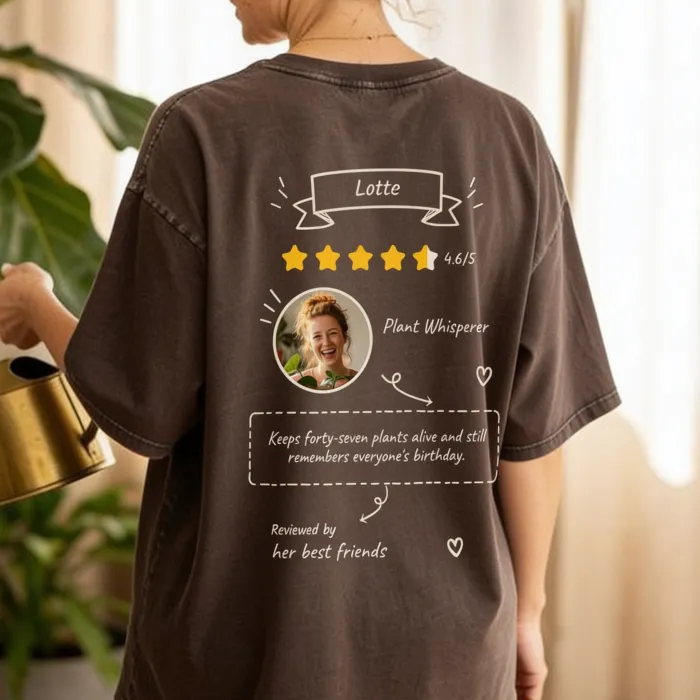 T-shirt with 5-Star Review - Plant Whisperer — review-shirt voor de vriendin met de groene vingers