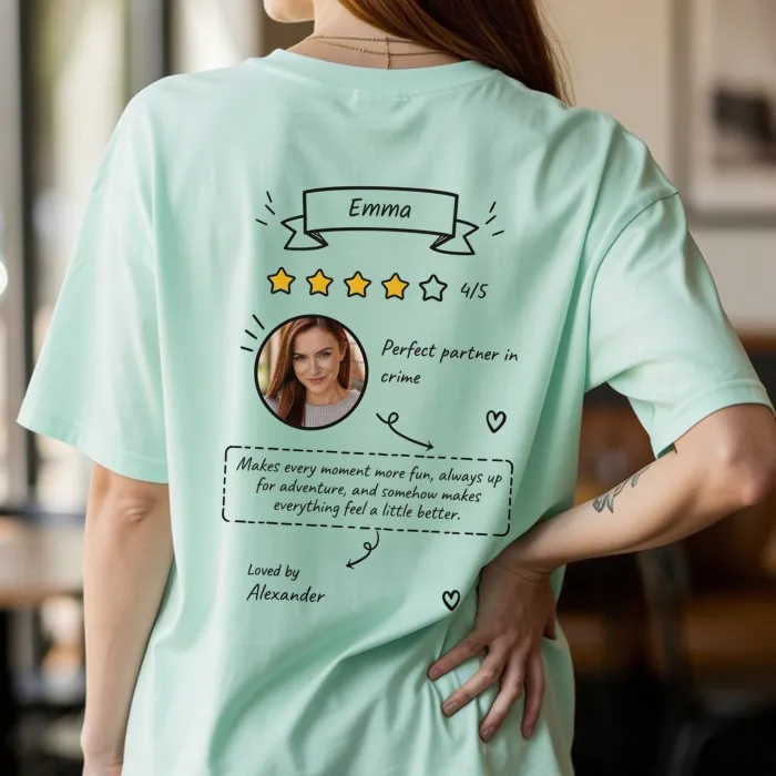 T-shirt avec Avis 5 Étoiles - Valentijn shirt met review van je relatie
