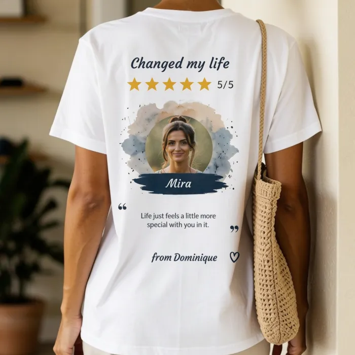 T-shirt avec Avis 5 Étoiles - Vijfsterren review voor de beste yogalerares