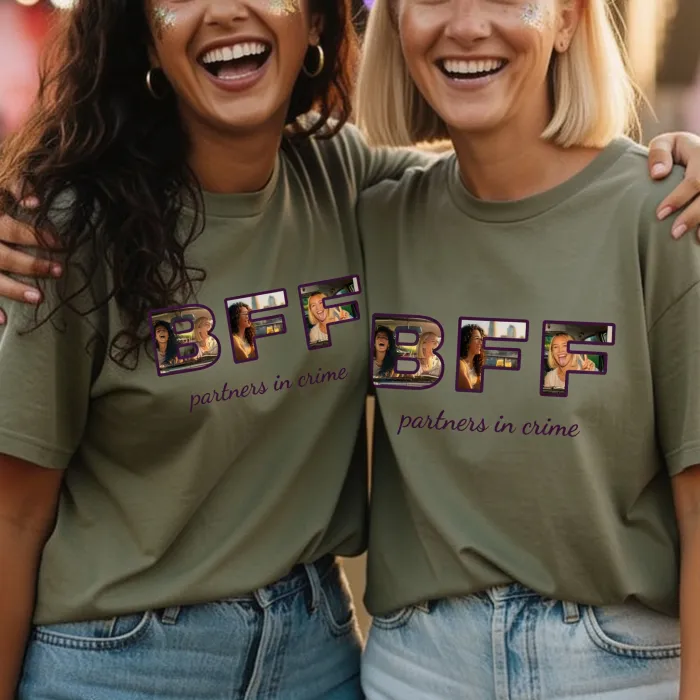 Personalized T-shirt with Photo in Letters - BFF — partners in crime