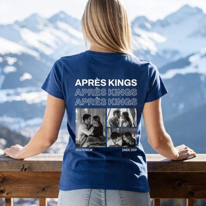 T-shirt met Zwart-Wit Foto's en Herhalende Tekst