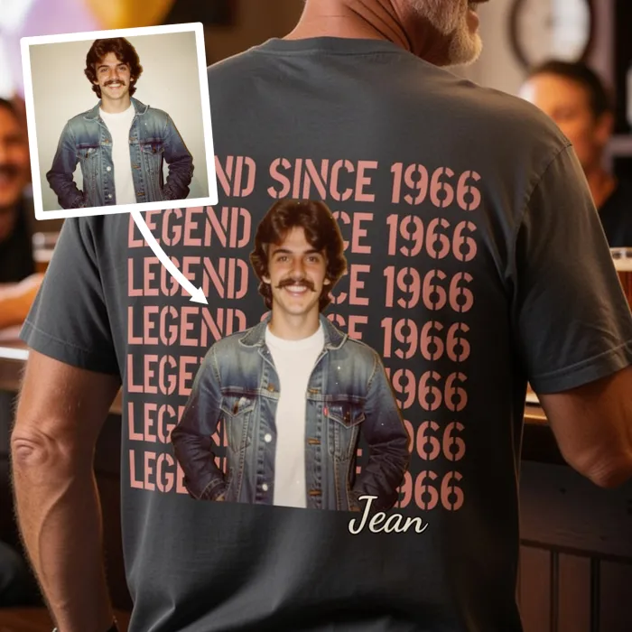 Tekstportrett T-skjorte - LEGEND SINCE 1966 — papa wordt zestig