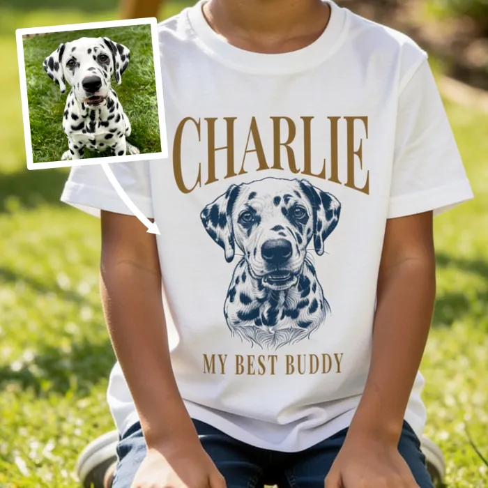 Pen Drawing of Your Dog on a T-shirt - Dalmatiër-pup voor de kleine baas
